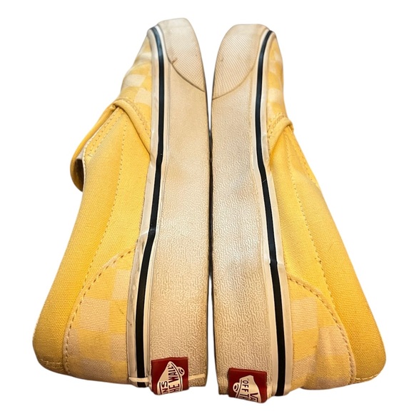 Vans Yellow and White Checkered Slip-On Sneakers Women’s Size 5 - Picture 4 of 6